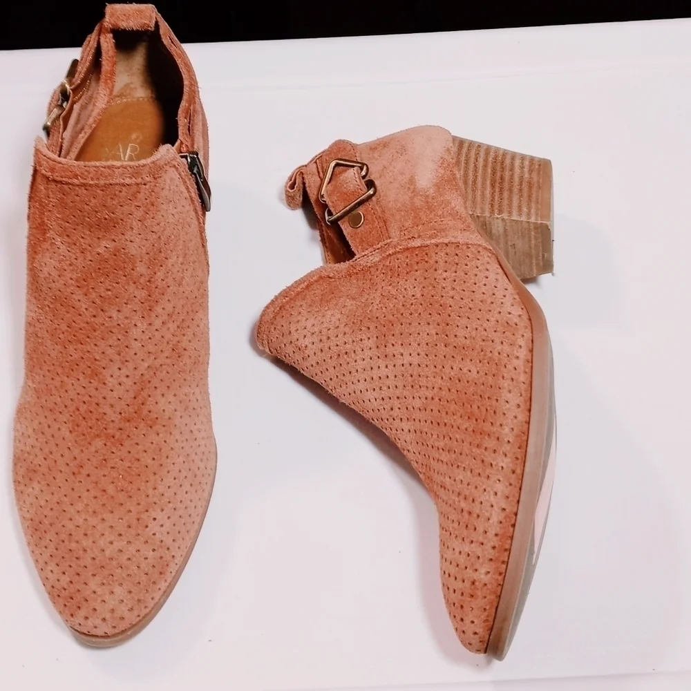Franco Sarto Garfield Buckle Accent Zip Burnt Orange‎ Bootie